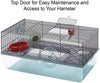Hamster cage includes water bottle, exercise wheel food tray and